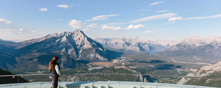 View of the Banff townsite from the observation deck at the Banff Gondola