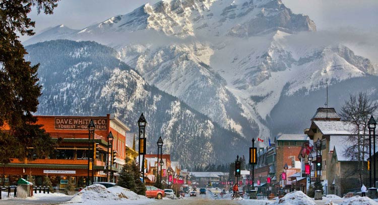 Downtown Banff with Cascade Mountain