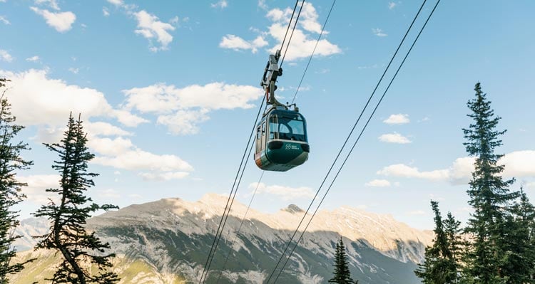 The Banff Gondola above the side of Sulphur Mountain.