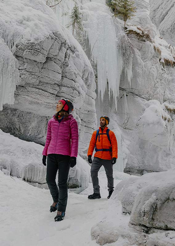 two people walking in the icewalks