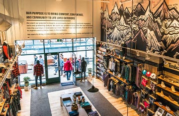 The interior of a store of Smartwool products.