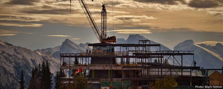 Construction of the upper terminal at the Banff Gondola