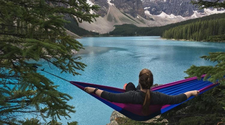 Vicky relaxing in a hammock