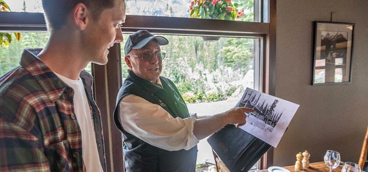 Rick presenting old photographs at Deer Lodge