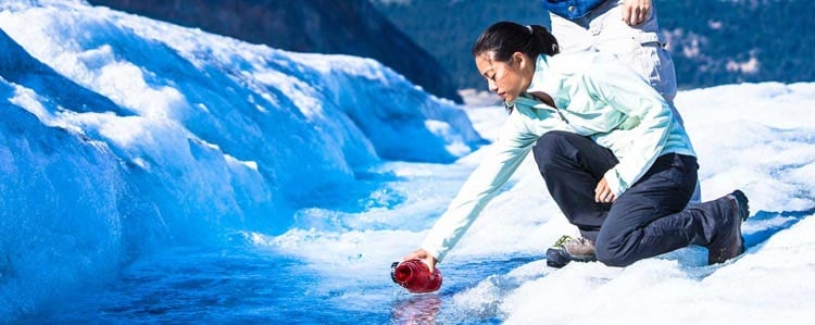 Drinking water from the glacier