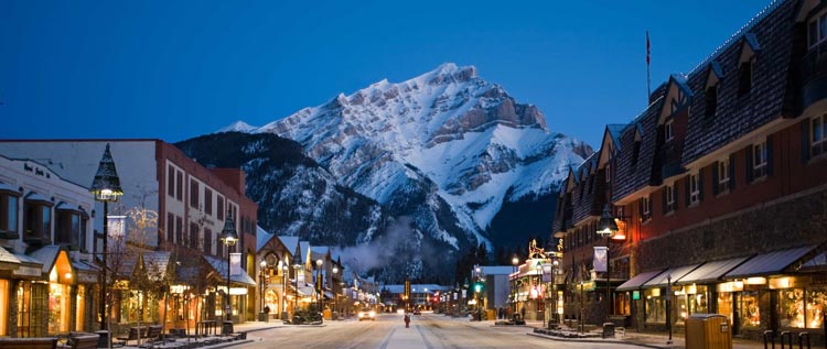 Banff Avenue in Winter