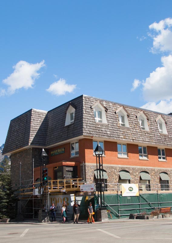 The Mount Royal Hotel at a street corner