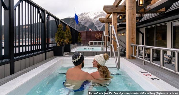 A rooftop patio and hot tub