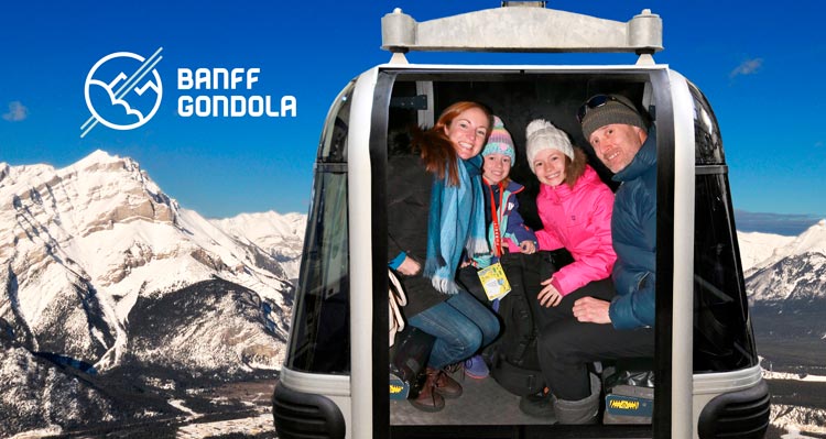 A family in a Banff Gondola cabin