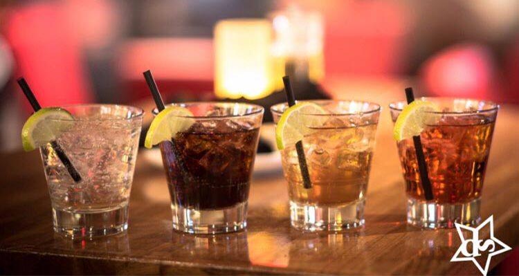 Four drinks in a line.
