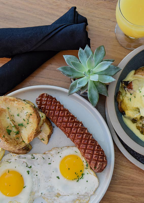 Two plates of breakfast