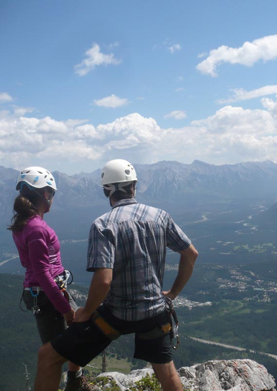 Looking out at Banff from the Via Ferrata