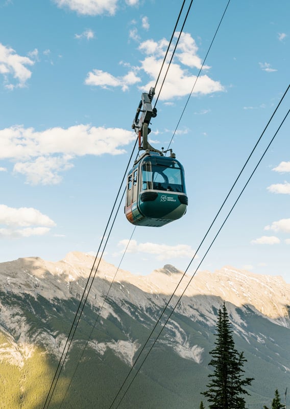 Banff Gondola travelling up the tramway in the Summer