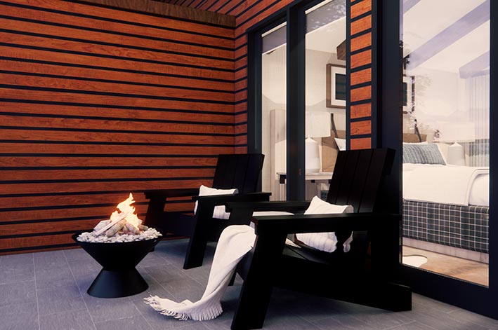 A rendering of a new outdoor balcony