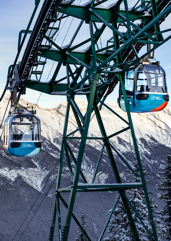 The Banff Gondola with mountains in the background
