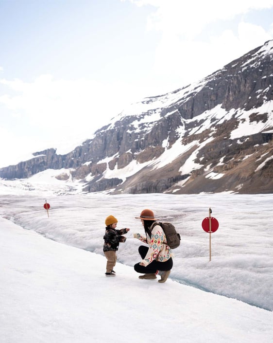 A parent and child at the Columbia Icefield Adventure