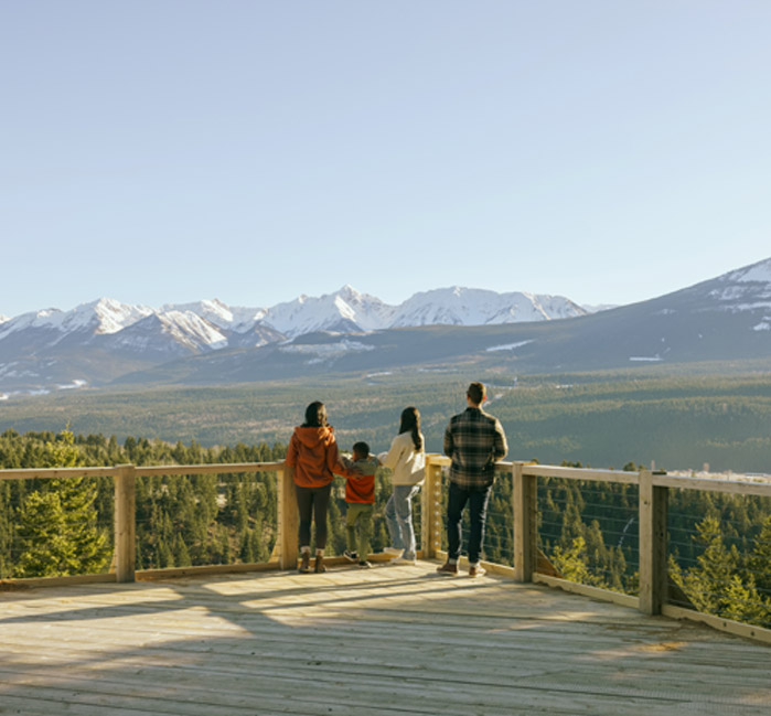 People walking across the Golden Skybridge