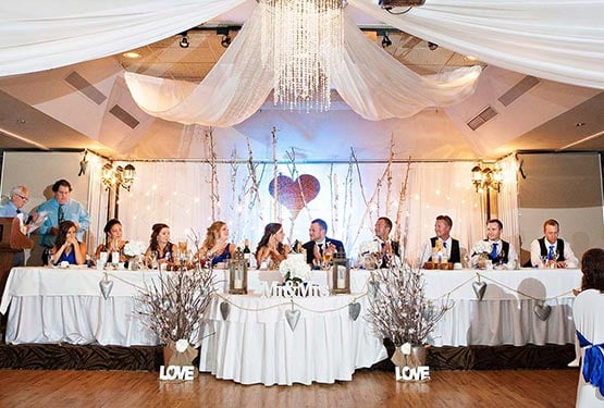 A wedding head table.