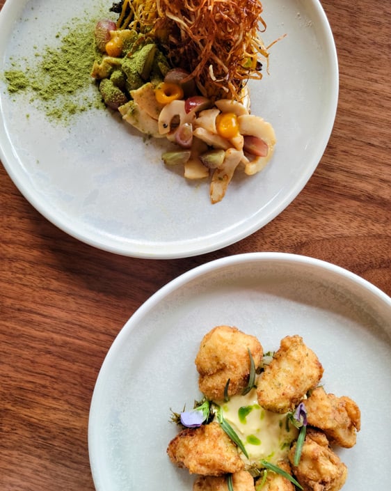Top view of dishes at Aalto restaurant