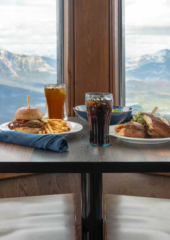 Entrees set on the table at the Jasper SkyTram Summit Cafe