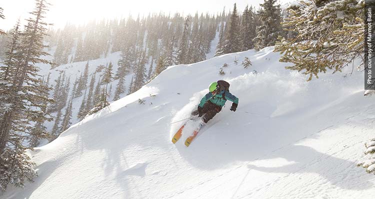 A skiier is alone on a snowy mountain