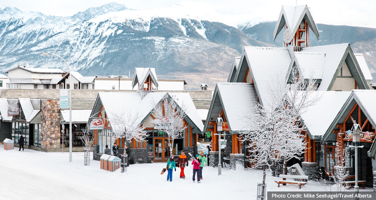 Jasper townsite in the winter