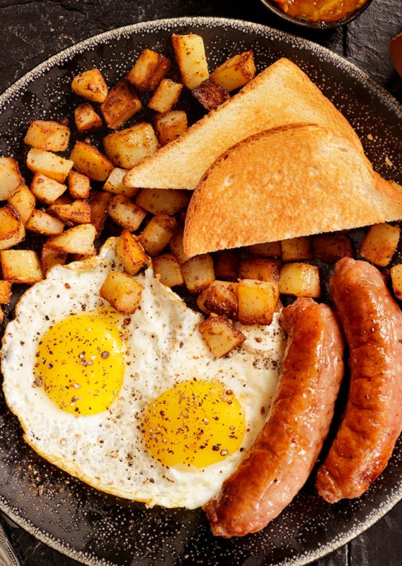 An image of a plate of breakfast foods.