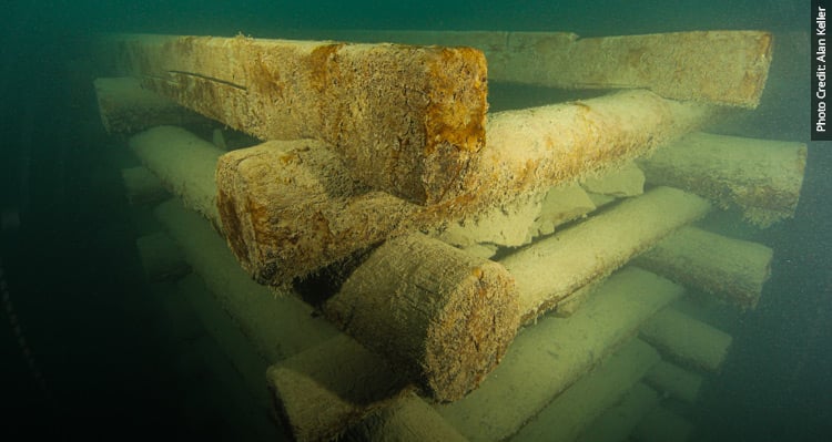 1912 bridge pilings found beneath Lake Minnewanka